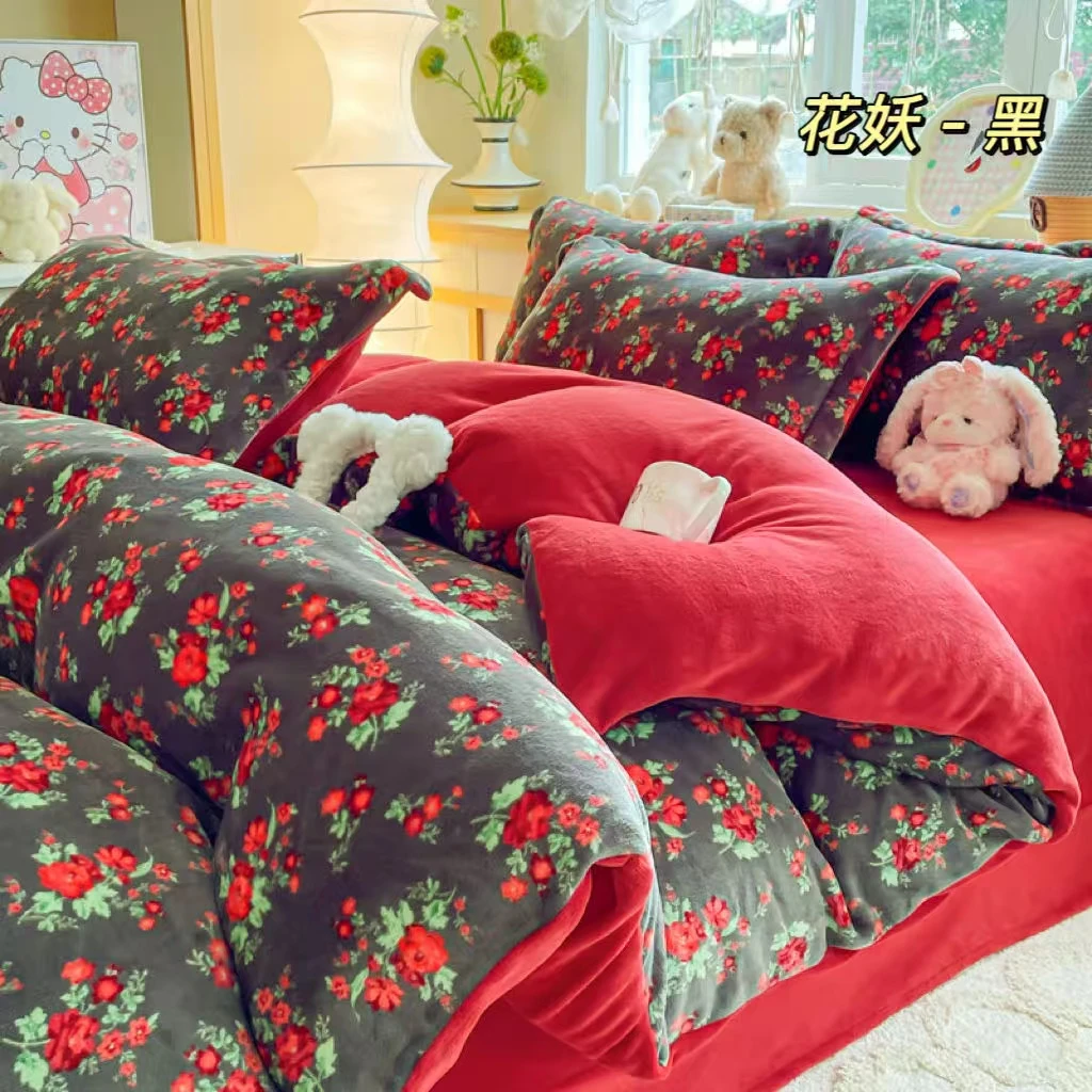 双面牛奶绒四件套