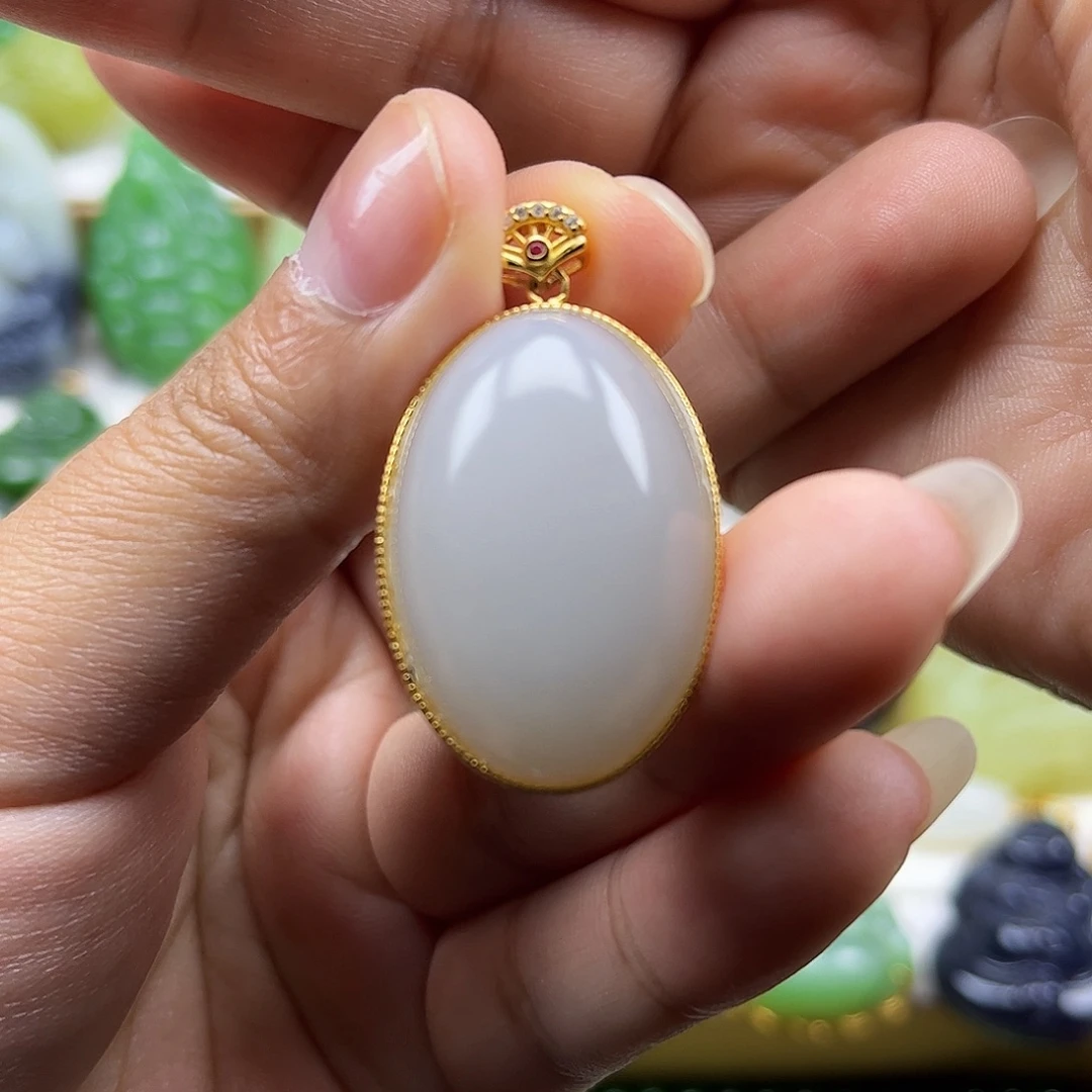 和田玉银S925镶嵌颈饰