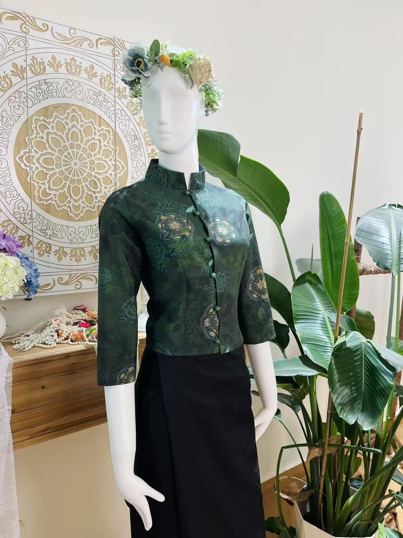 傣族传统民族服饰  显瘦显气质  新中式民族服饰