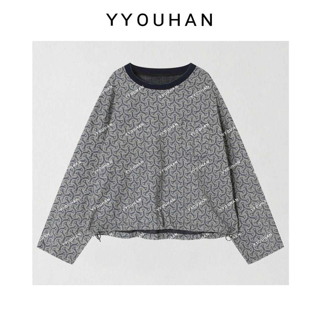 欧尼私服 2025新款【柏林松尾】小众设计极简撞色长袖T恤2508C4259