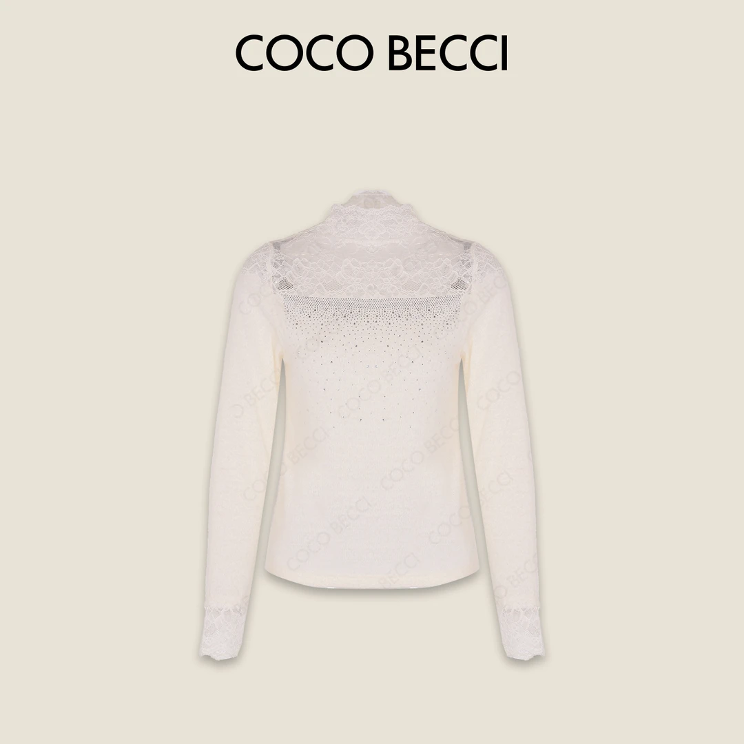 COCO BECCI【星河蕾丝打底】蕾丝波浪透感百搭打底衫CFLJD131267