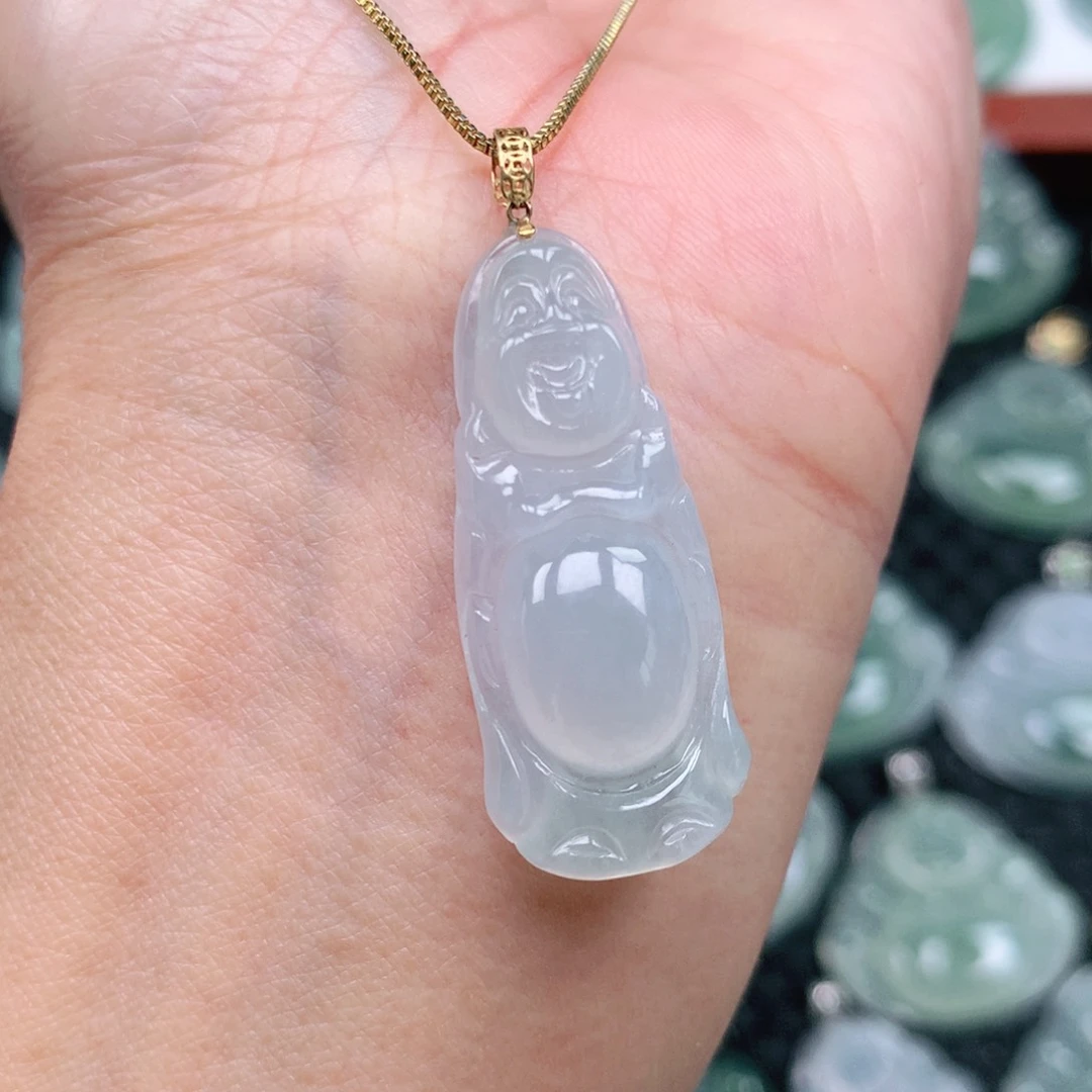 翡翠吊坠(不含链)18K金镶嵌