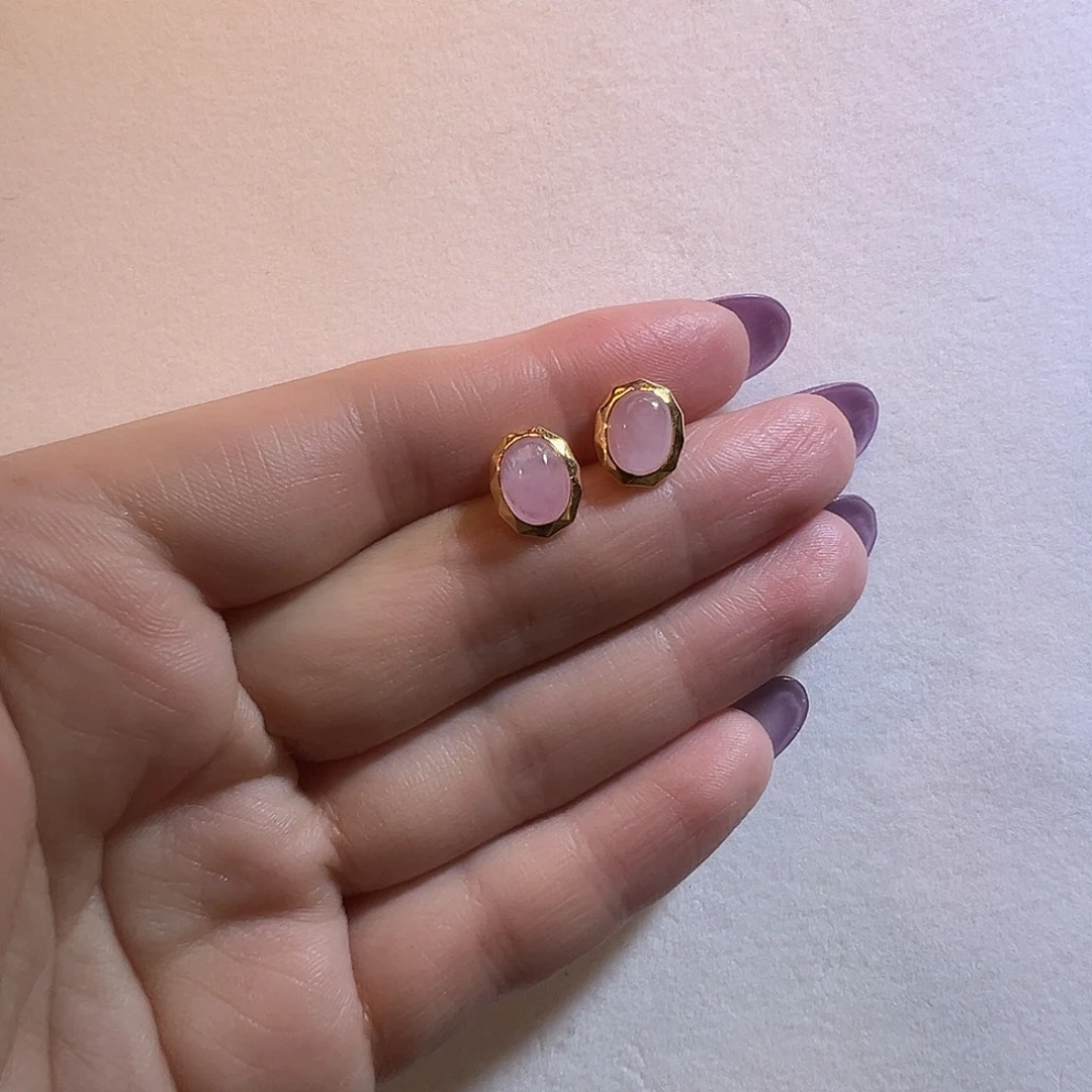 锂辉石耳钉银S925镶嵌冰粉紫猫眼紫锂辉耳钉福利款