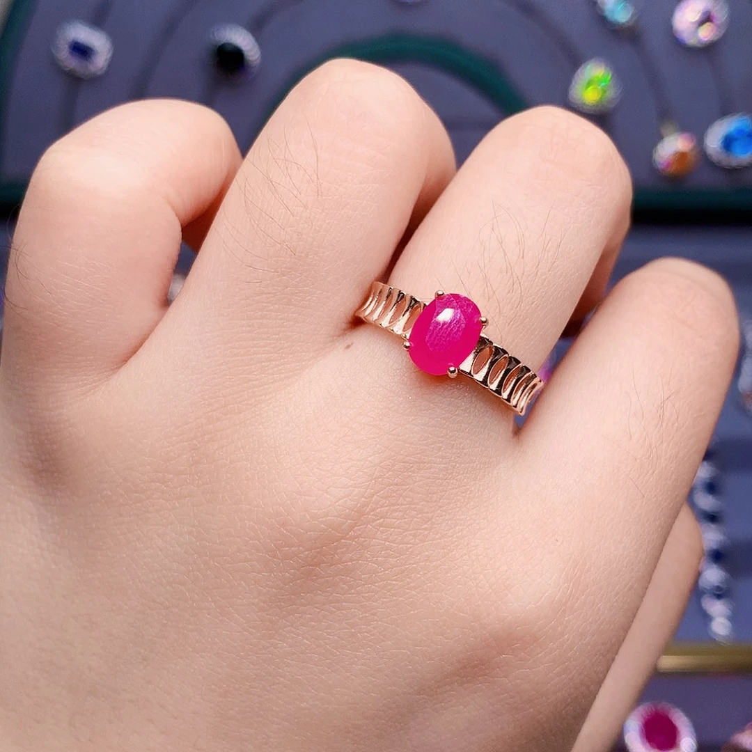 红宝石戒指银S925镶嵌