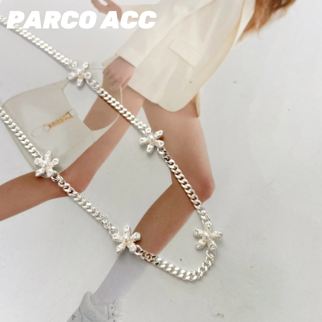 铜合金项链 E109  LORO 拉丝小山茶花项链