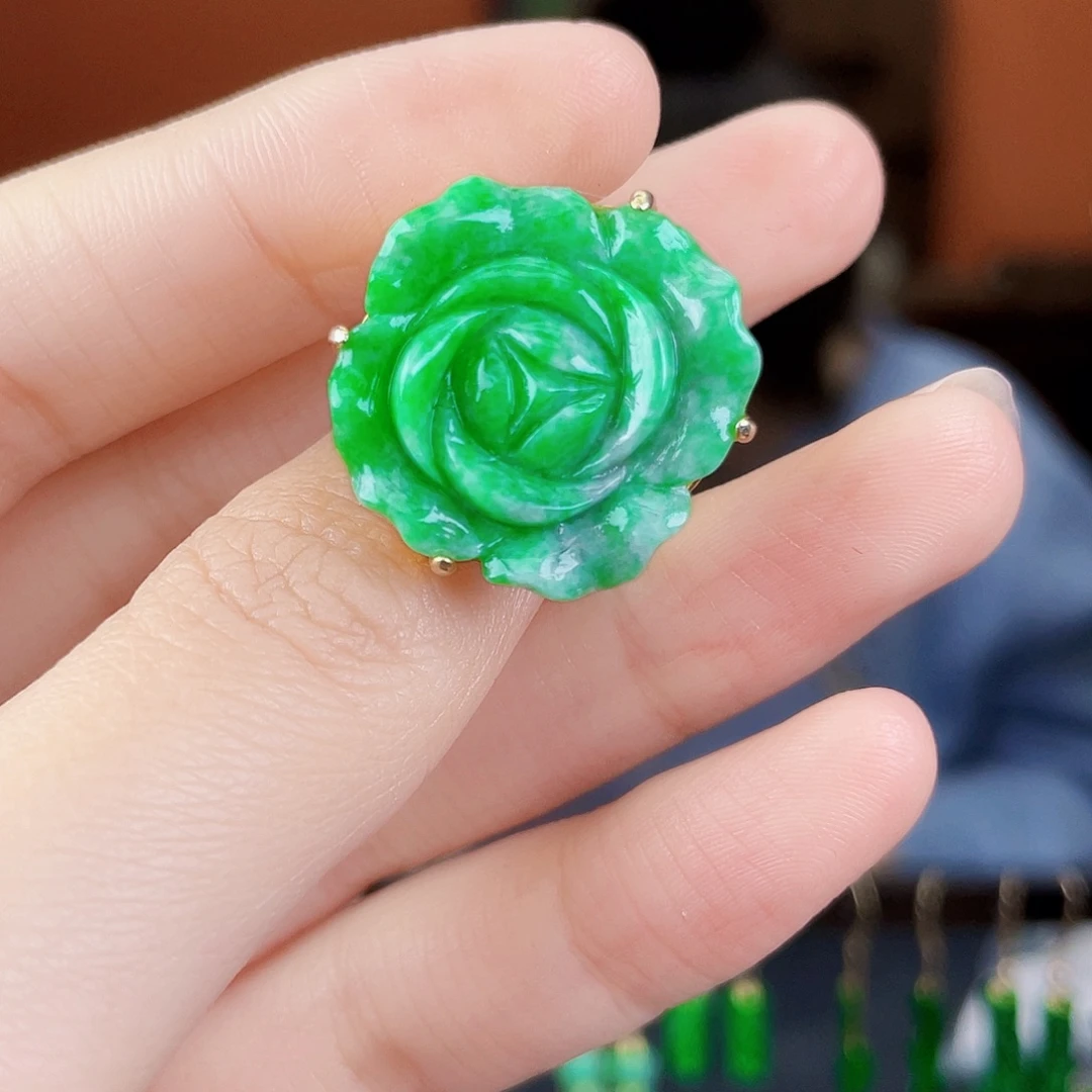 翡翠银S925镶嵌耳饰