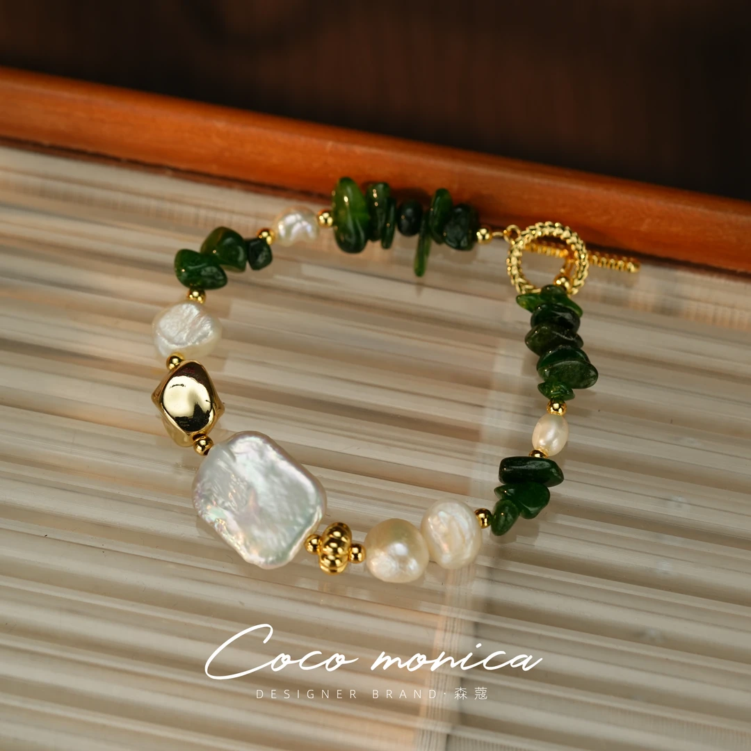 【小霞珠宝】水晶手工百搭复古编织小众镶嵌手链简约轻奢WA848