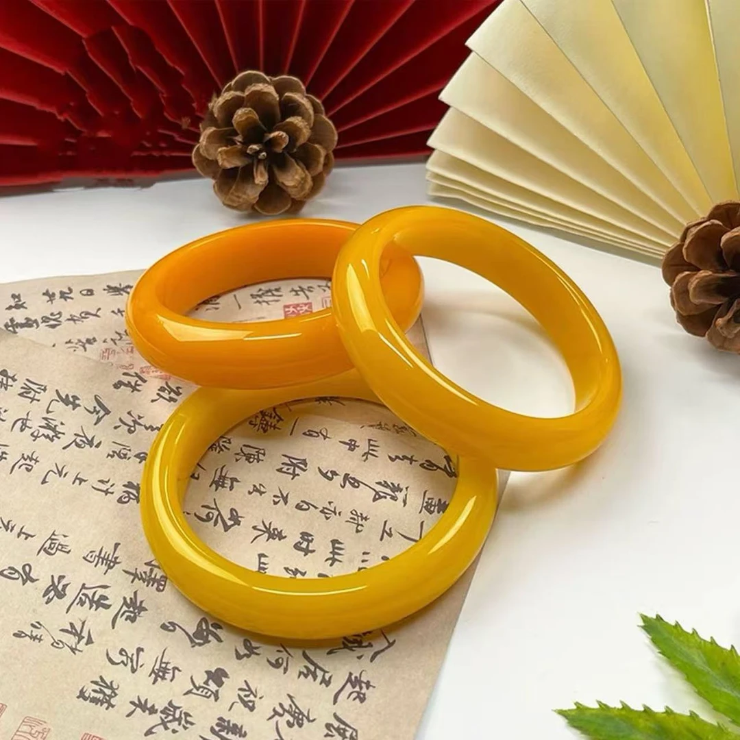 黄龙玉鸡油黄手镯SZ044多样性发其一拆标不退不换