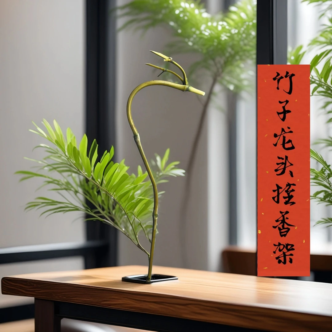 竹子龙头挂香架手工成品竹雕龙头挂香架高50CM龙头挂香架创意