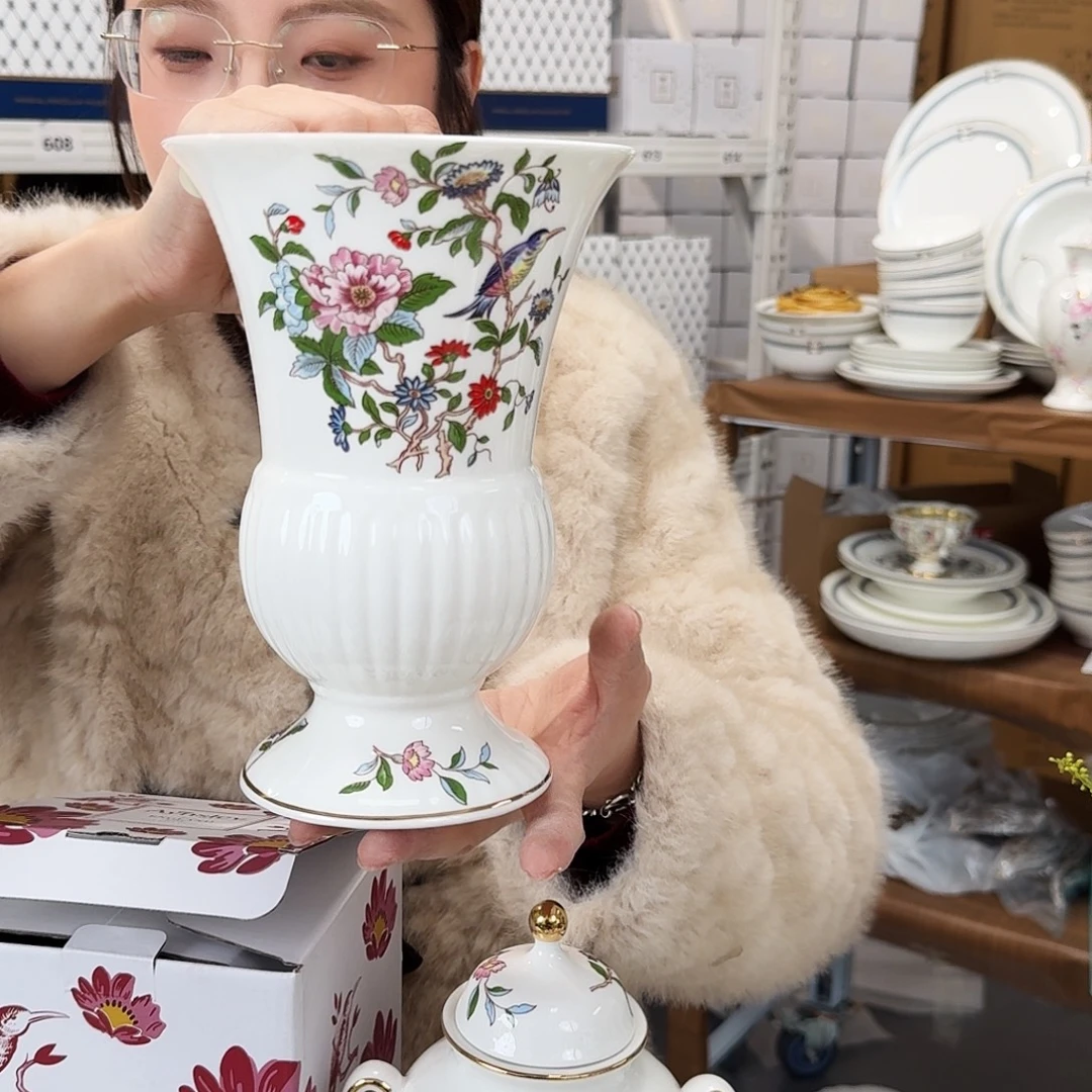 骨瓷花瓶一个外贸骨瓷