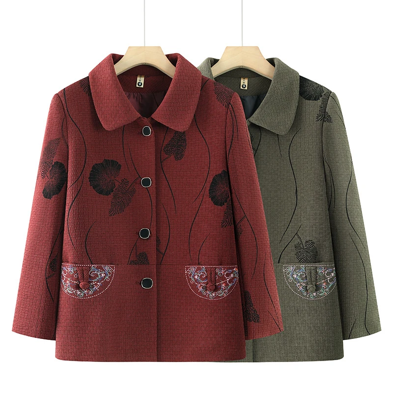 老年人春装女外套奶奶唐装妈妈春秋季上衣70岁老太太衣服60-70岁