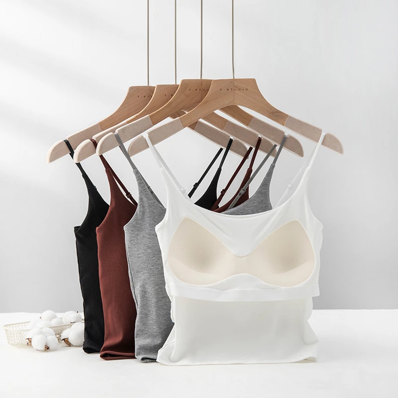 萝卜大叔小吊带背心固定胸垫2025新款可调节内搭外穿美背文胸一体