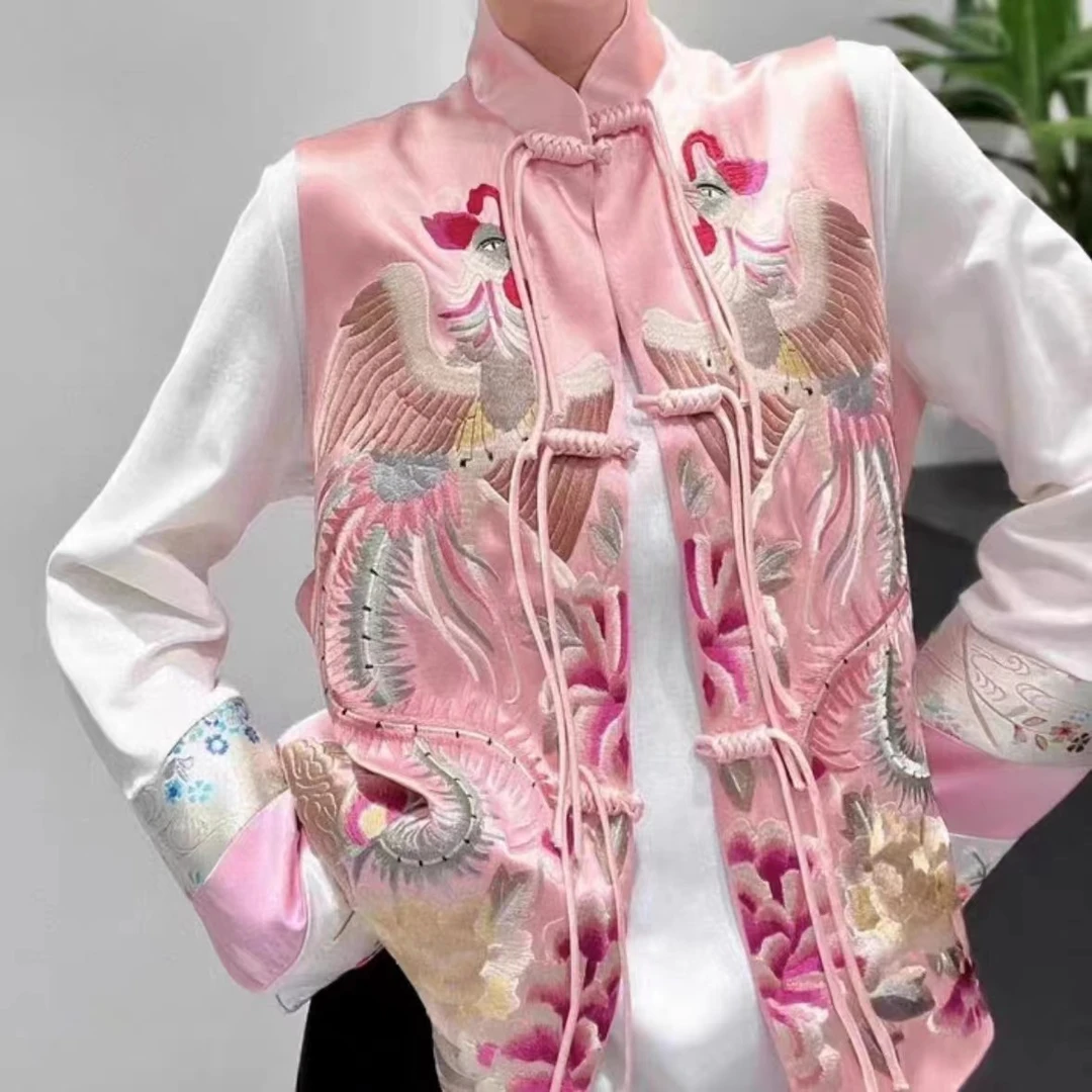 【凤凰~马甲820】中式国风盘扣马甲设计感重工刺绣立领坎肩无袖上衣