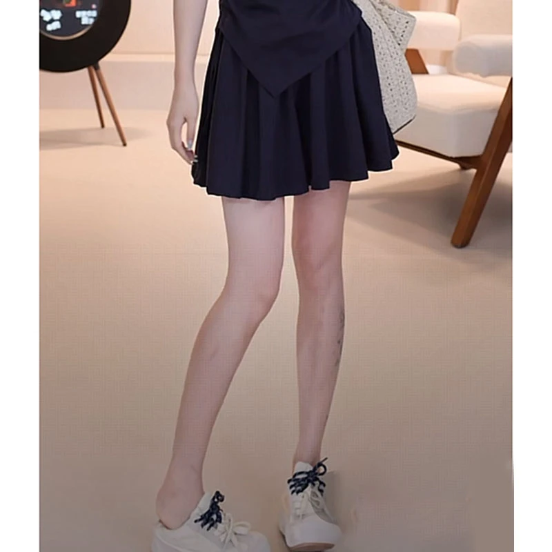 韩版梨形身材抽绳运动阔腿短裤女夏季新款设计感松紧腰防走光裙裤