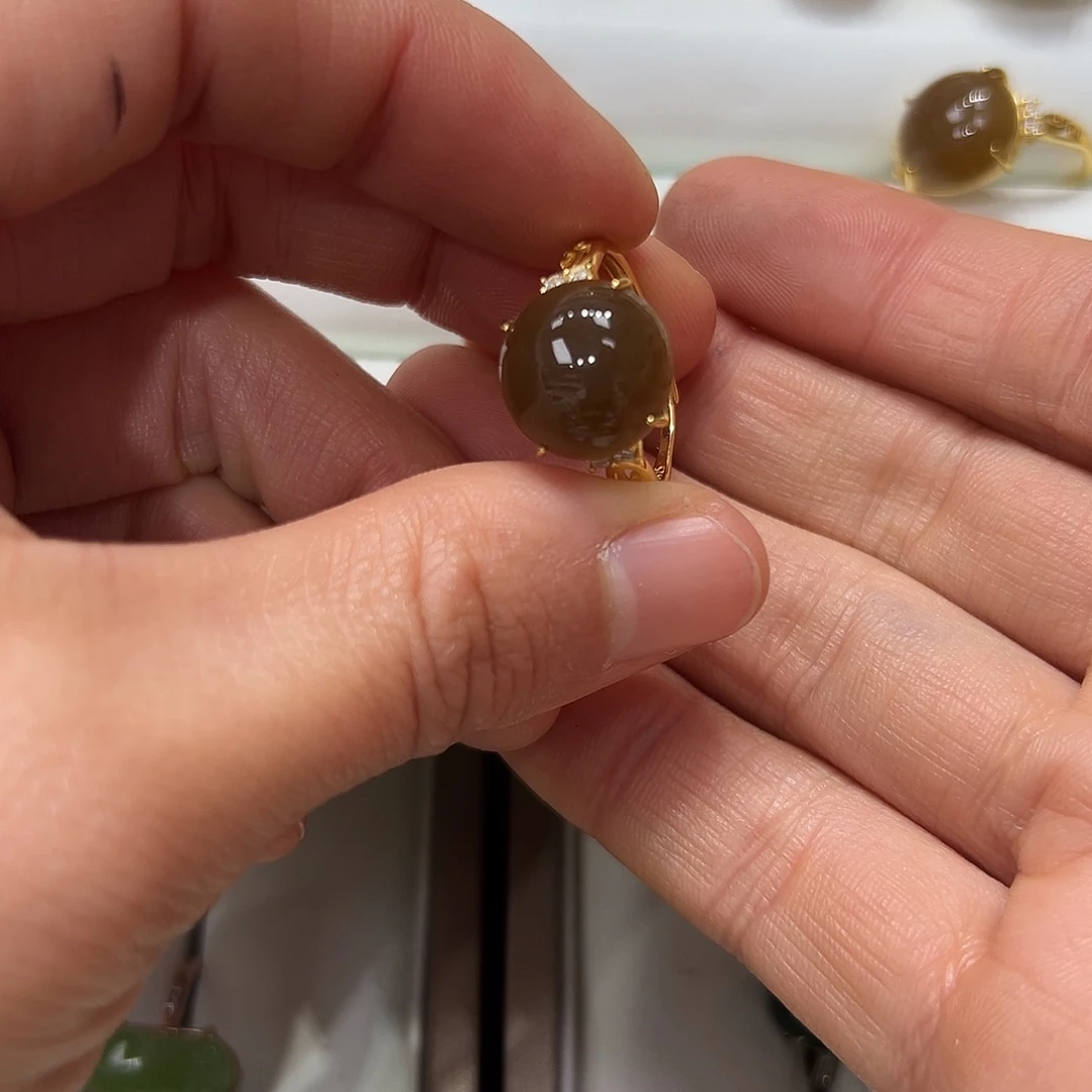 和田玉戒指颜色多样性发货拍一发一银S925镶嵌你**光