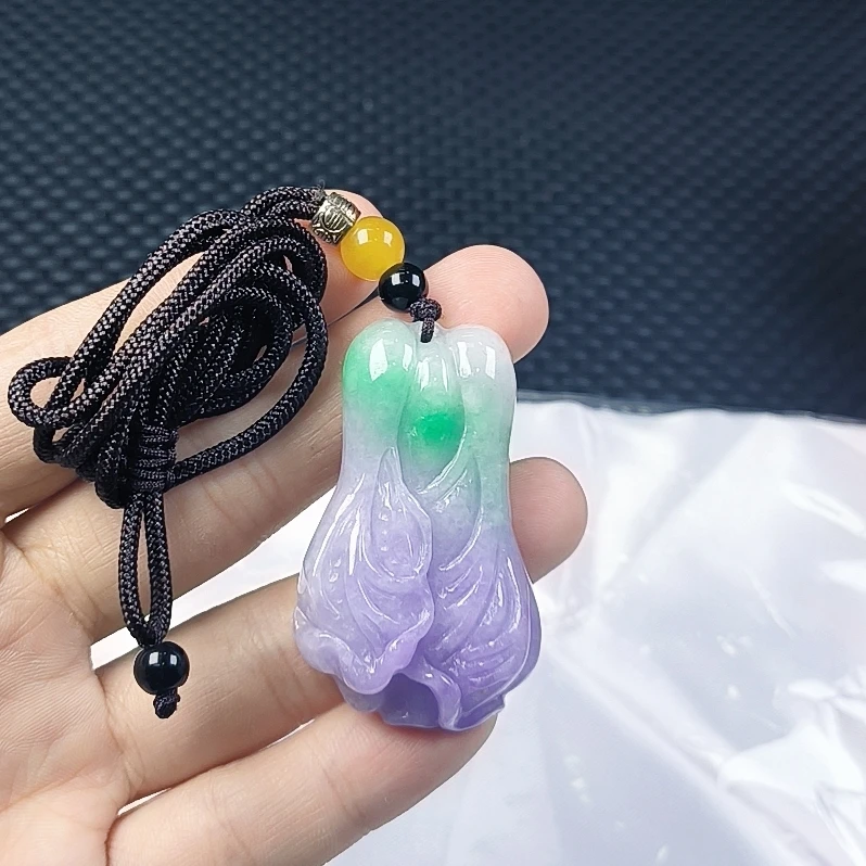 （聚宝严选）D389紫绿白菜套装吊坠气质妈妈款时尚精美