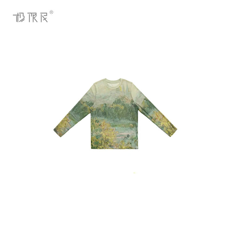 极限民《池南春水》春夏季中式欧若风晕染冰丝网纱上衣F5102Y1701