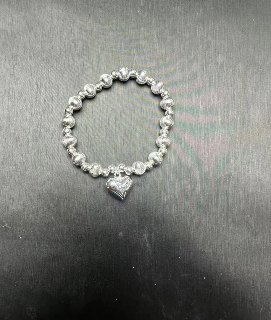 足银银制品 YZ036银色时尚气质爱心猫眼 现代简约精品手链 无礼盒