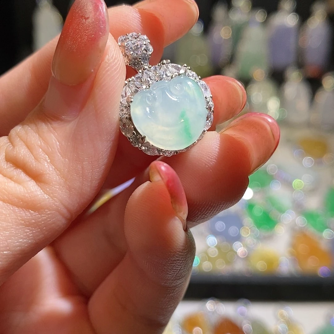 翡翠银S925镶嵌颈饰天然翡翠