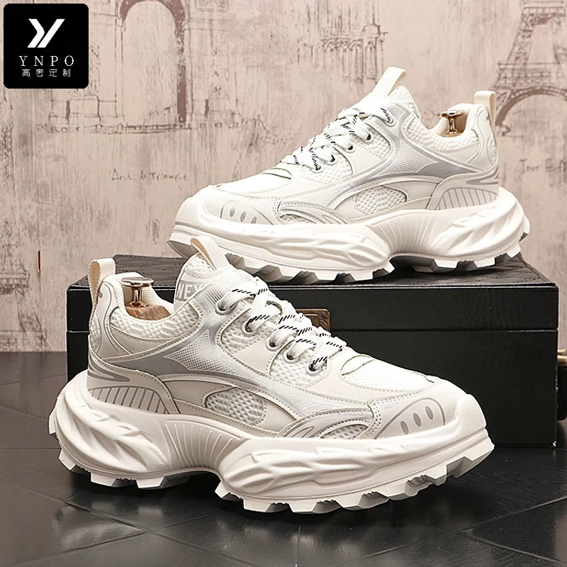 老爹鞋2025夏季新款小众运动休闲鞋时尚潮流透气网纱鞋子白色男鞋