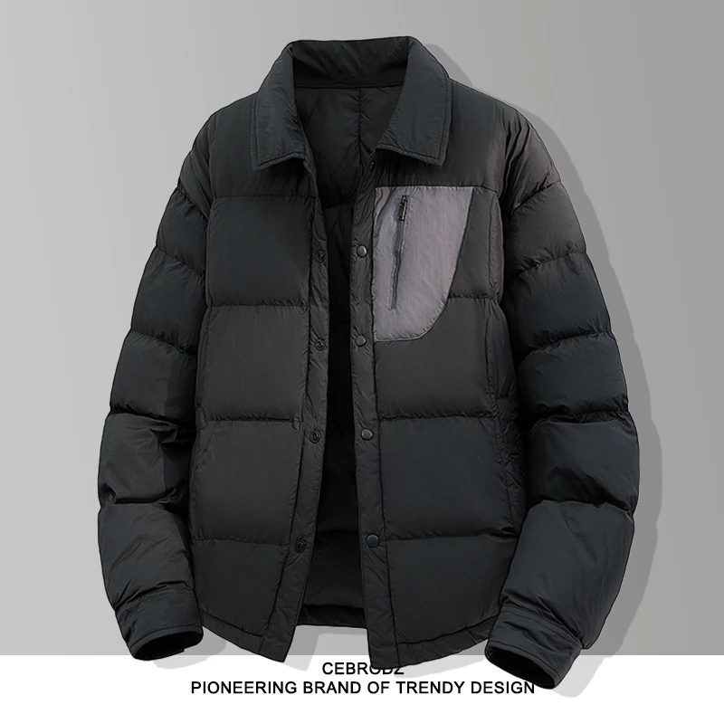 法国Cebrodz男冬季加厚羽绒服防寒翻领保暖宽松百搭短款男士外套