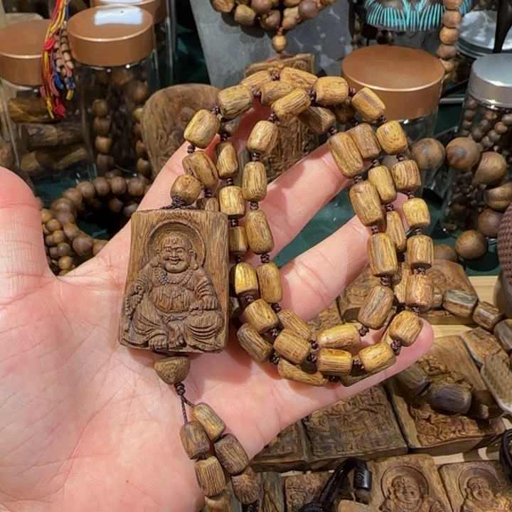 吊坠沉香弥勒佛吊坠老料