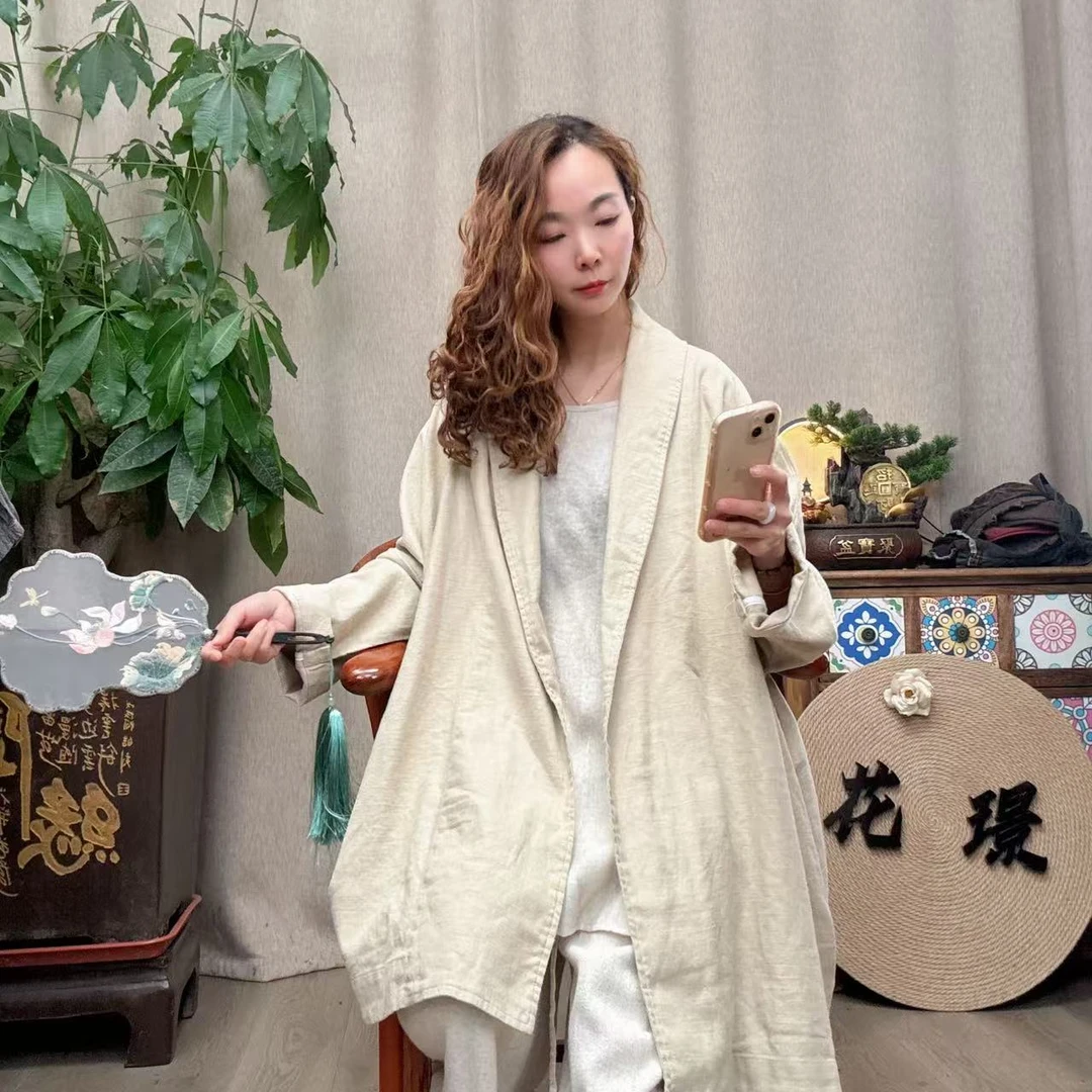 花璟原创设计炒色做旧戗驳领风衣外套（衣长82胸围190）