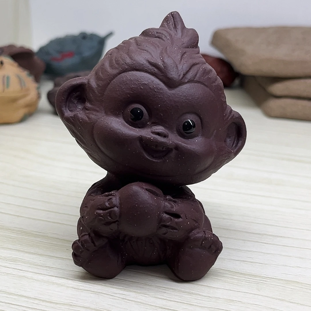茶宠紫砂猴子摘桃！