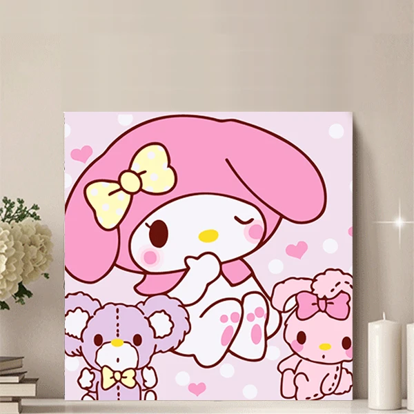 【20*20cm】儿童益智甜心兔子3数字油画小号创意涂鸦无框贴画家居画