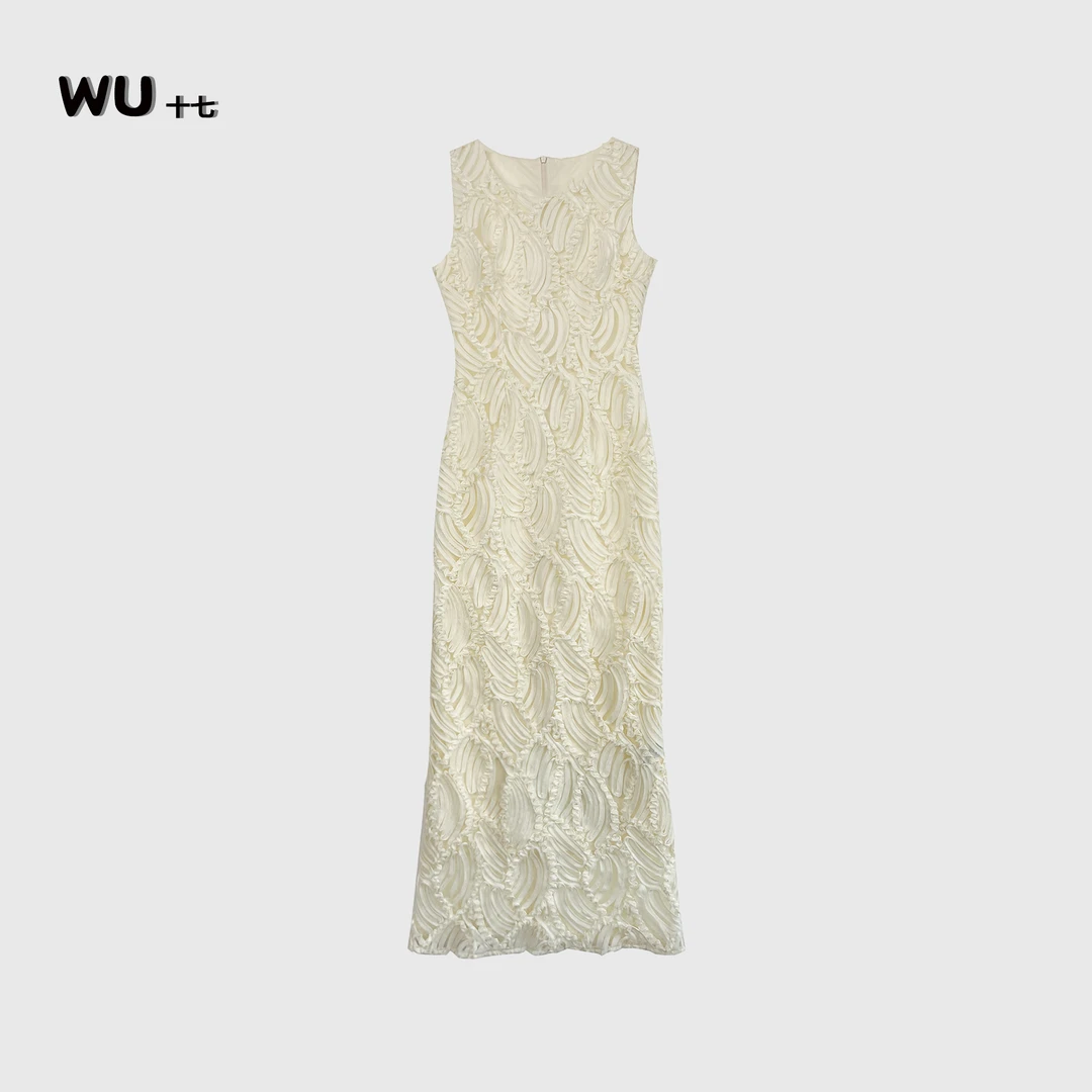 夏季设计感立体花瓣无袖连衣裙女气质名媛背心裙长裙2507087