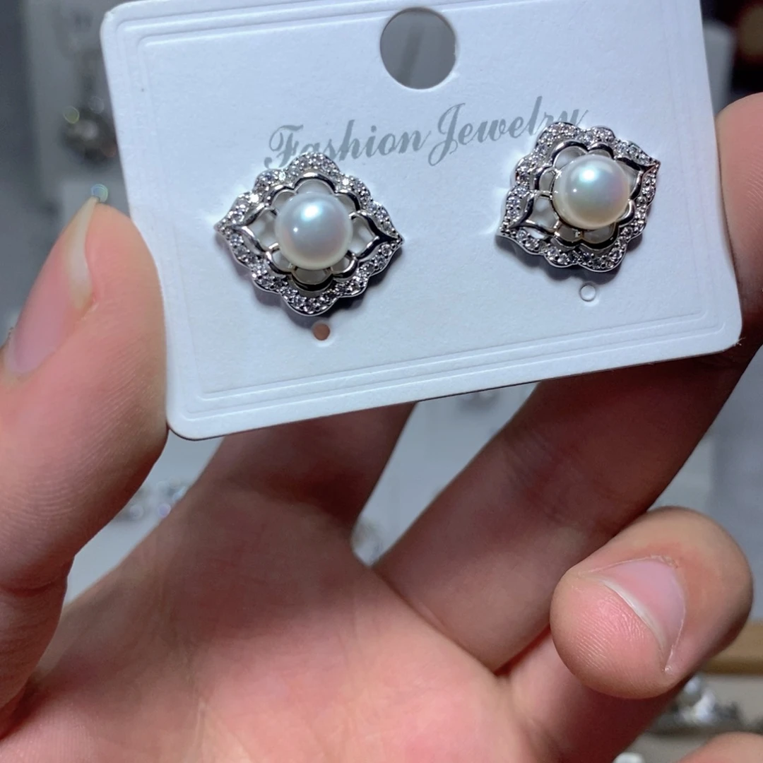 淡水珍珠耳饰银S925镶嵌