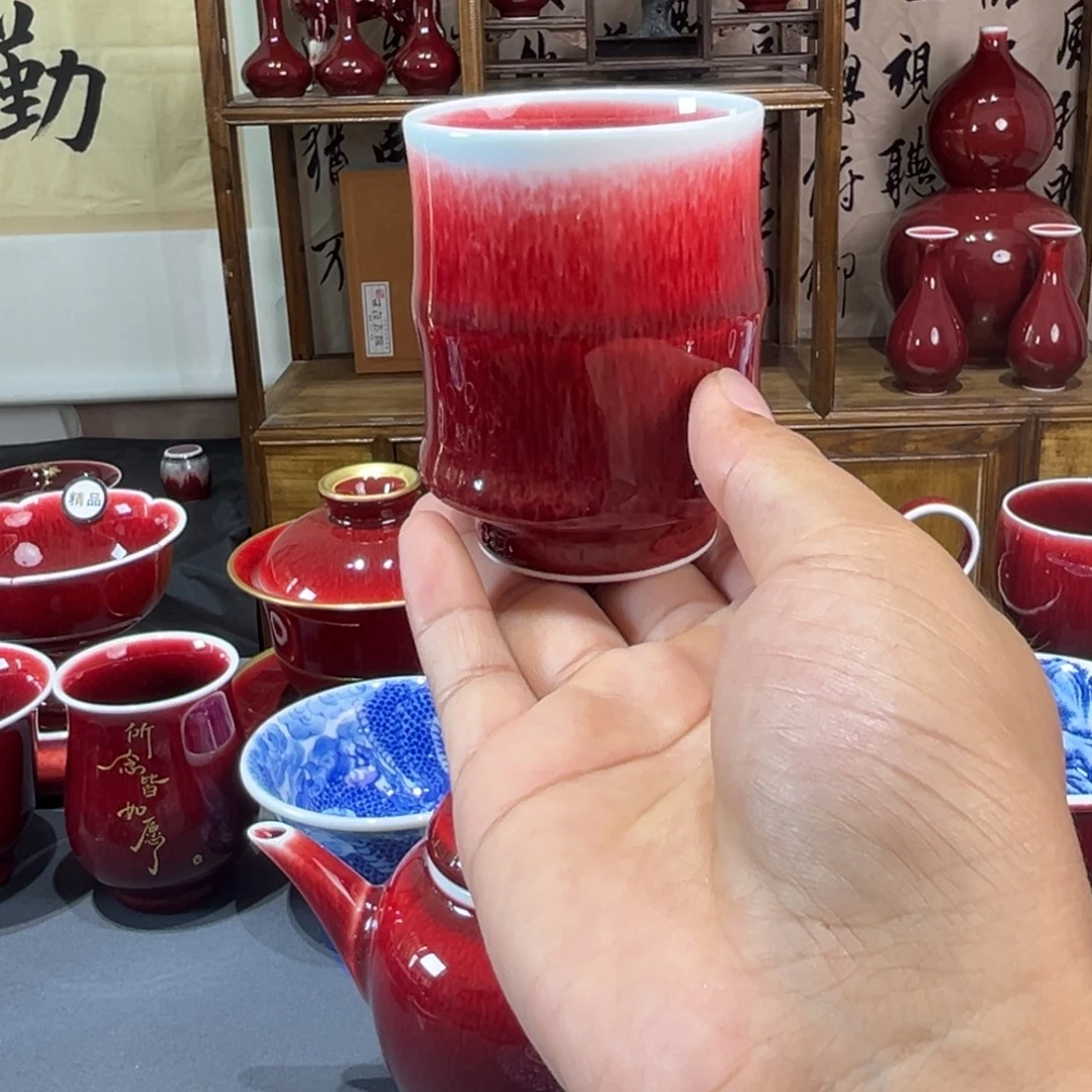 景德镇陶瓷浅行窑竹节杯
