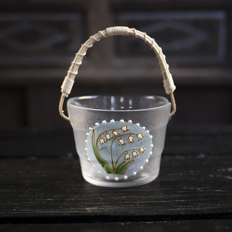 【陶珊居】米色藤编小果篮-铃兰花（Q4326）