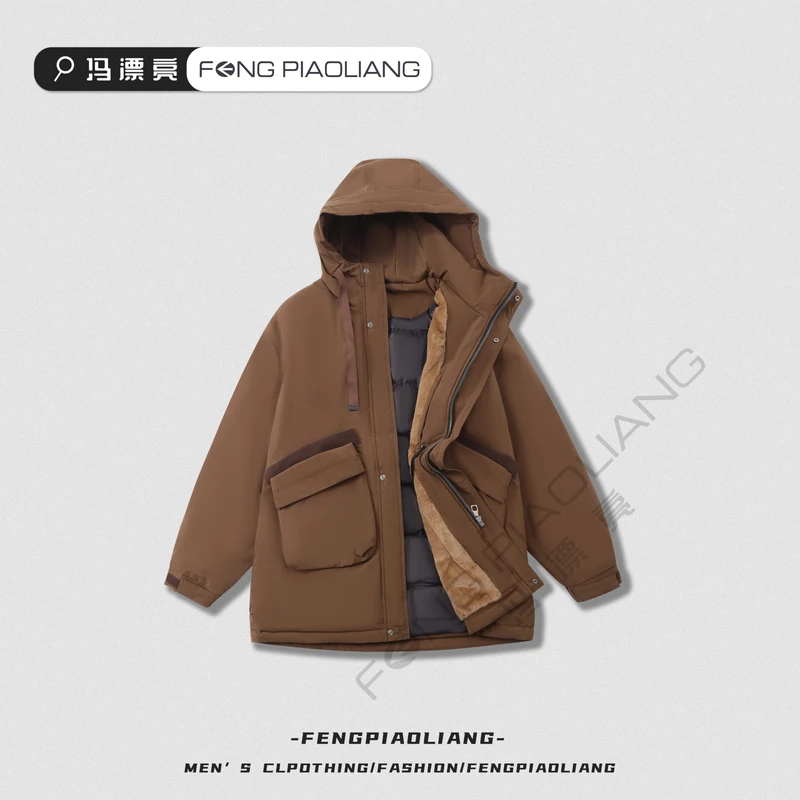 咖【寒冰射手90绒羽绒服】5532冬季简约工装中长款保暖蓄热情侣款