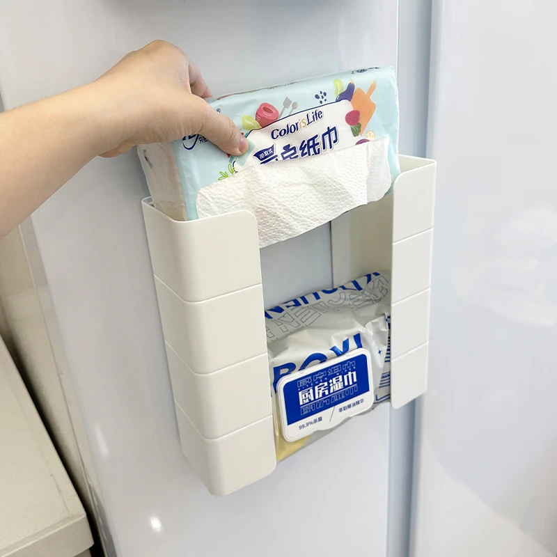 拾物造家磁吸纸巾盒厨房湿巾收纳盒分体壁挂冰箱湿纸巾抽纸置物架