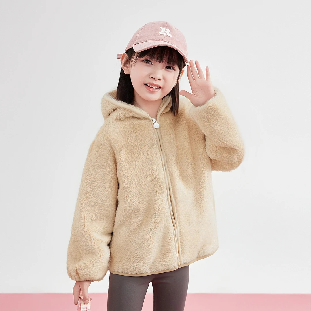 笛莎女童外套秋冬季新款儿童保暖仿羊羔绒外套毛绒外套-B32542502