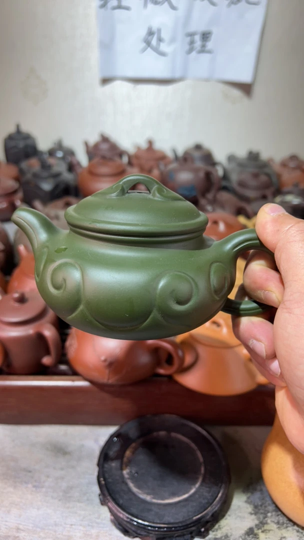 仿古如意紫砂壶原矿绿泥