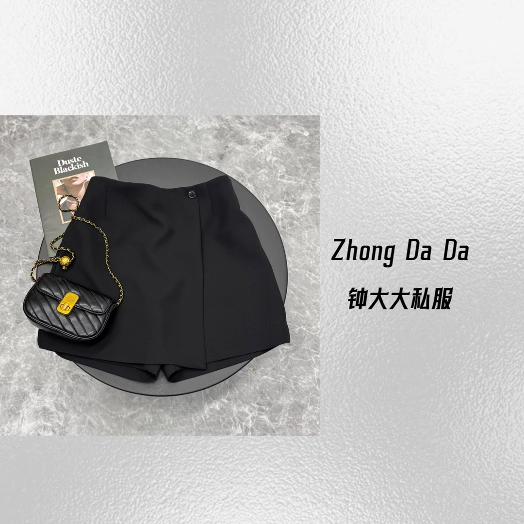 ZHONG大大【】高腰a字休闲百搭黑色显瘦裤裙女906*
