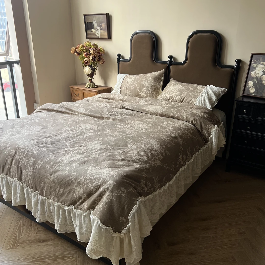 【瑞芙丽】法式复古风印花全棉双层纱四件套