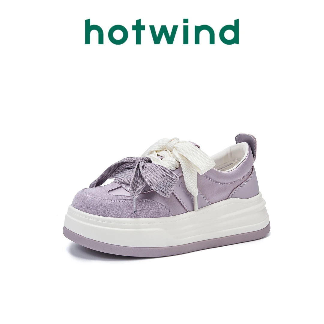 【风和日丽】Hotwind/热风厚底增高百搭板鞋2025时尚舒适运动鞋
