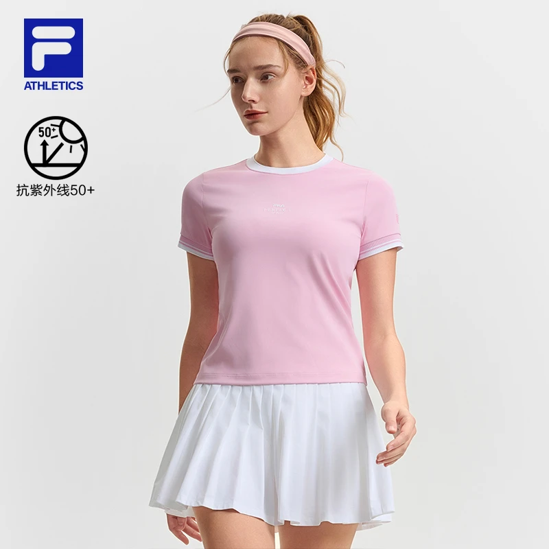 Fila/斐乐短袖【速干弹力】运动女质感显瘦圆领T恤运动琥珀流光