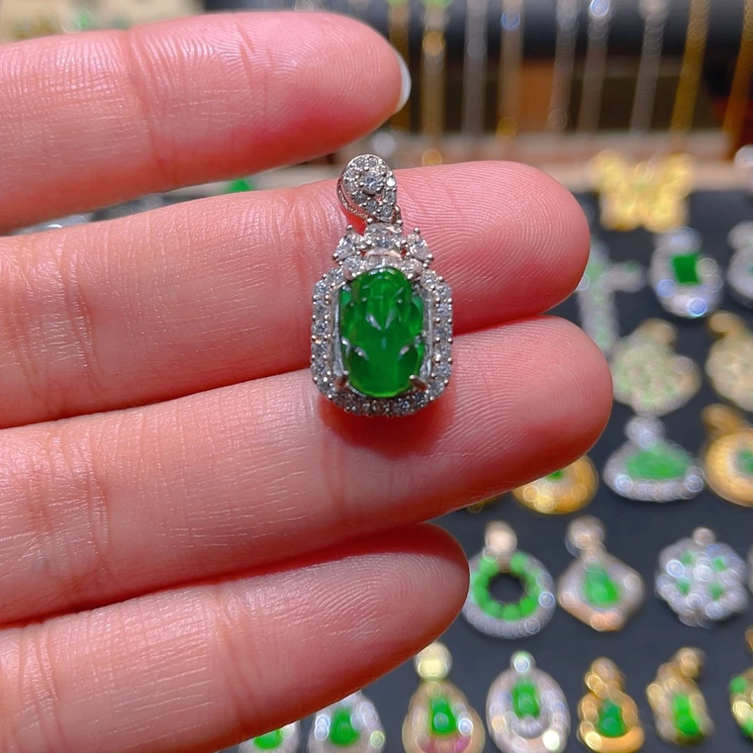 翡翠银S925镶嵌吊坠(不含链)