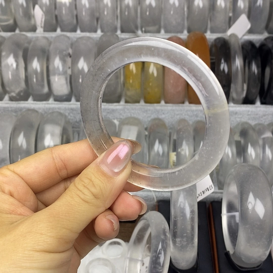 石英质玉未镶嵌手镯54白冰飘雪泥鳅背0936