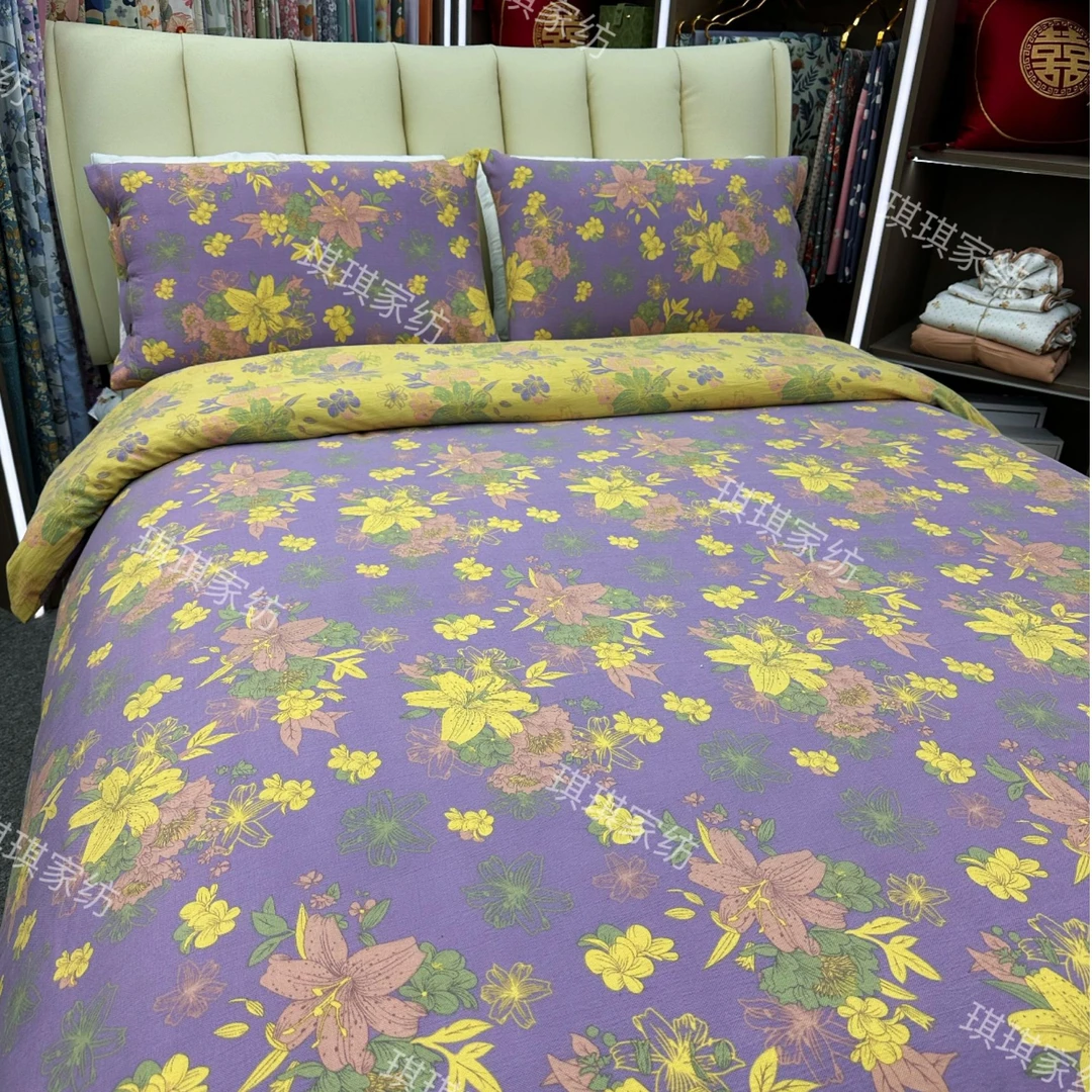 轻奢复古双层纱四件套--梦幻百合（标准）-5