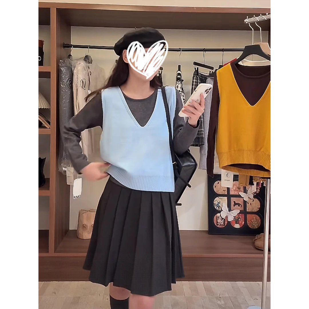 81002 （毛呢）韩系休闲百搭显瘦压褶中长半身裙（S码裙长50）