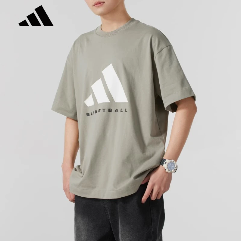 adidas/阿迪达斯纯棉短袖男装女装2025夏季透气运动服宽松舒适t恤