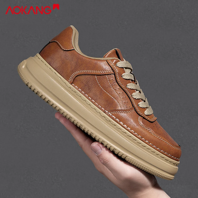 Aokang/奥康红棕2025秋季欧若风潮流百搭中邦防滑耐磨45大码男鞋