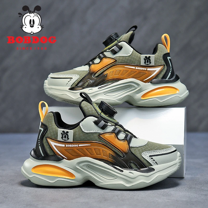 巴布豆儿童运动鞋透气网面皮面春秋款2025新款中大童男童鞋跑步鞋