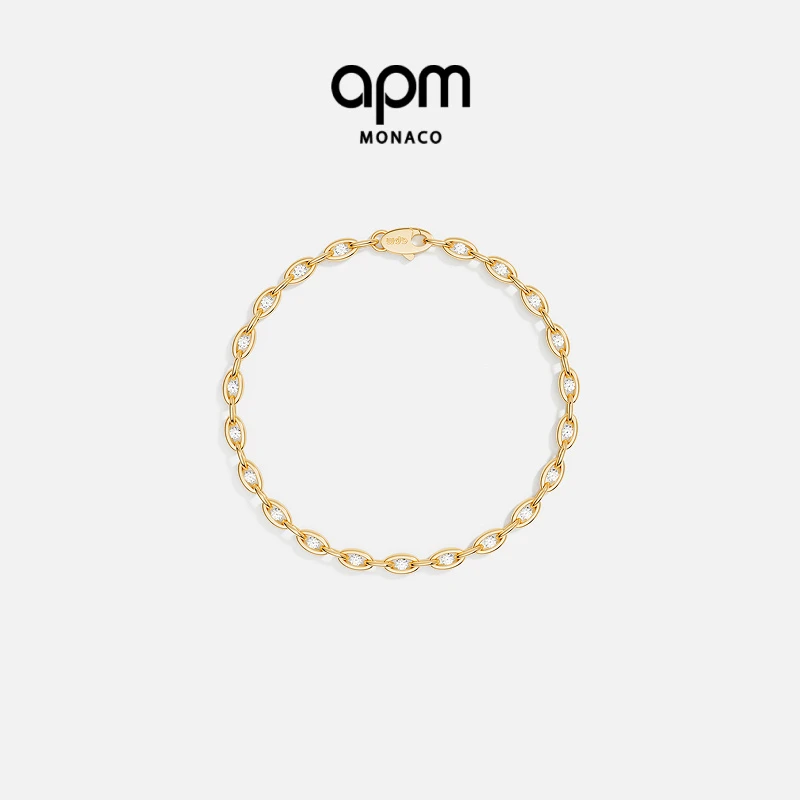 APM Monaco密镶链环手链女时尚前卫饰品小众高级感精致小饰品