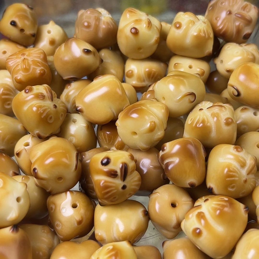 菩提根/象牙果手串瑕疵炭烤仓鼠10颗配大小